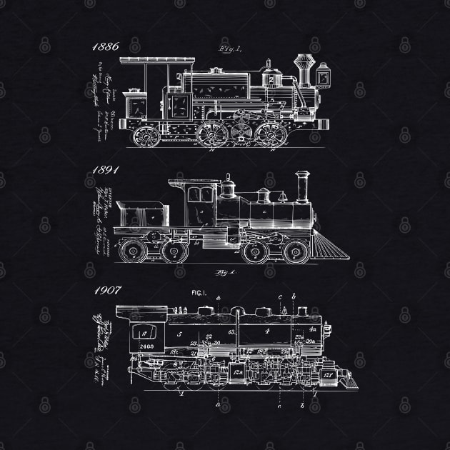 Vintage Steam Trains Patent Print by MadebyDesign